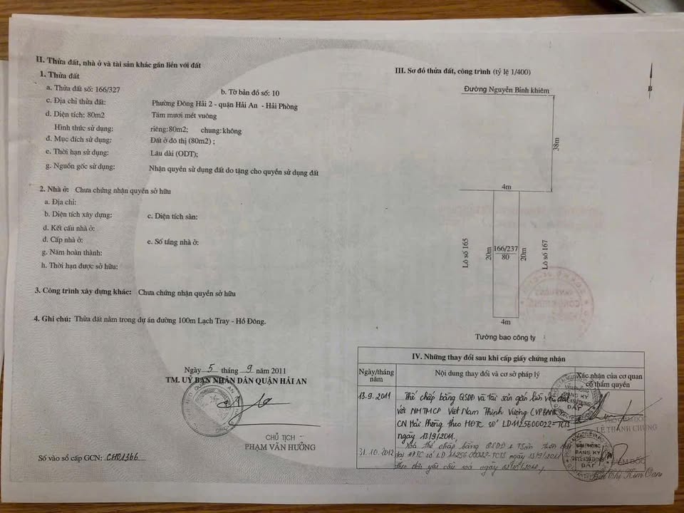 Đất mặt đường Nguyễn Bỉnh Khiêm - Hải An - 80m² giá 4.56 tỷ - Pháp lý rõ ràng