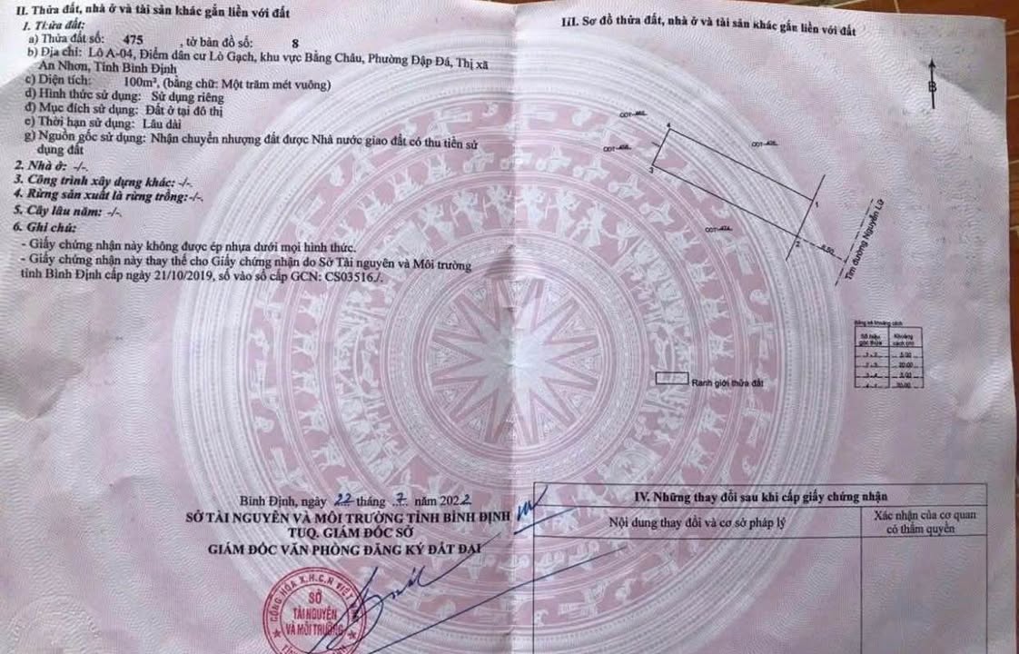 Đất mặt tiền đường Nguyễn Lữ, An Nhơn 100m² giá 1.1 tỷ - Cơ hội đầu tư hấp dẫn!