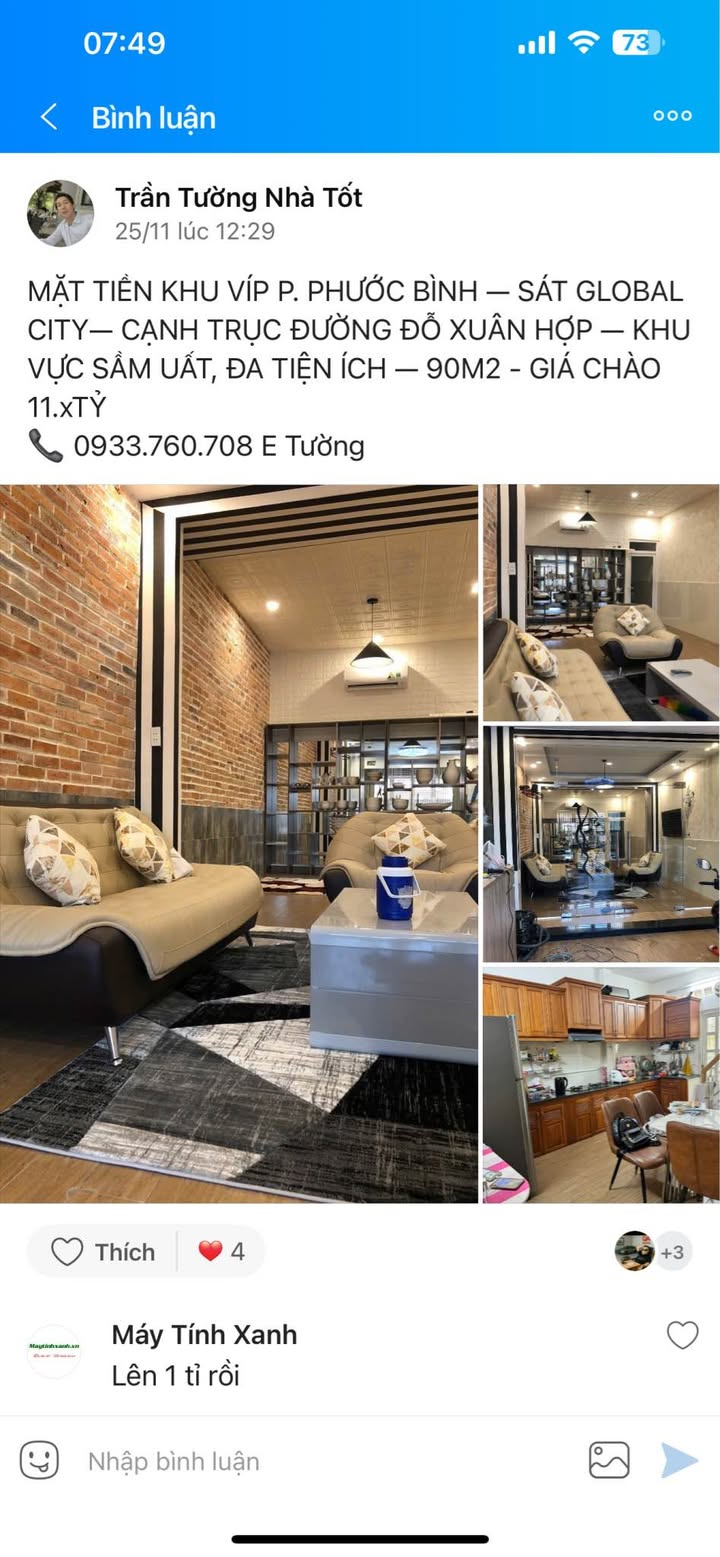 Nhà mặt tiền Phước Bình Thủ Đức 90m² giá 11 tỷ - Khu vực sầm uất, tiện ích đầy đủ!