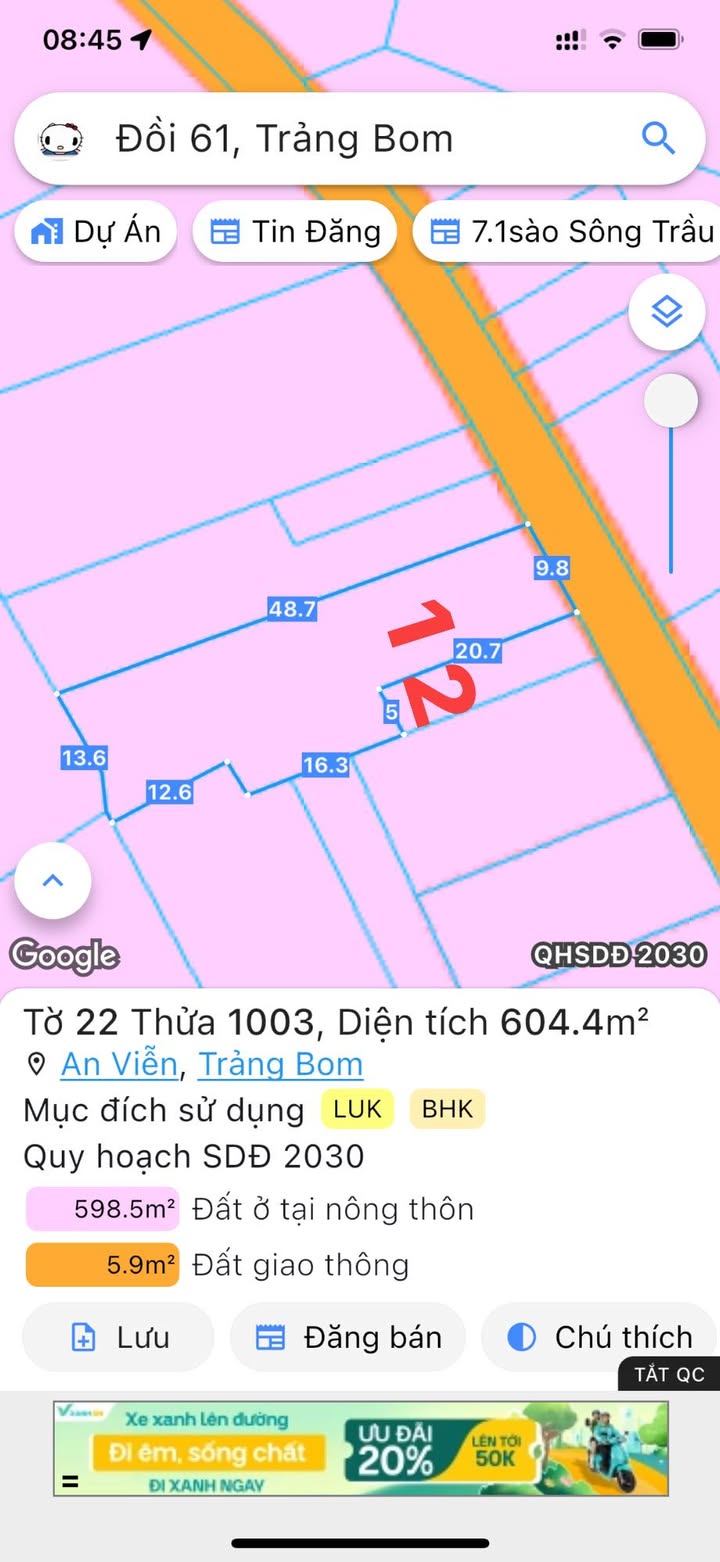 Đất nền chính chủ tại Xã An Viễn, Trảng Bom, Đồng Nai 700m² - Giá chỉ 2.2 tỷ!