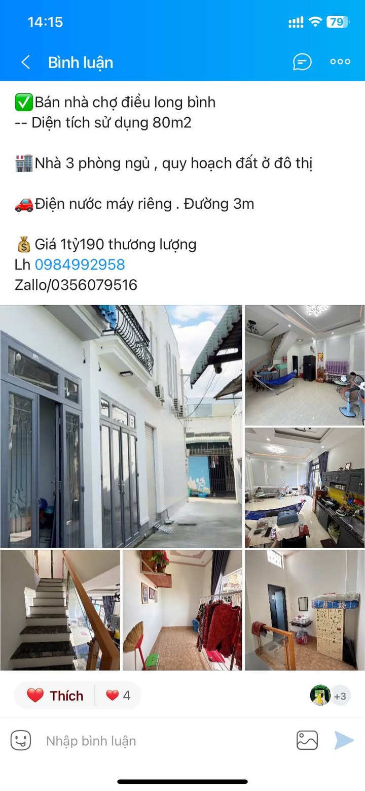 Nhà phố Long Bình Biên Hòa 80m² giá 1.19 tỷ - Khu dân cư an ninh, gần chợ