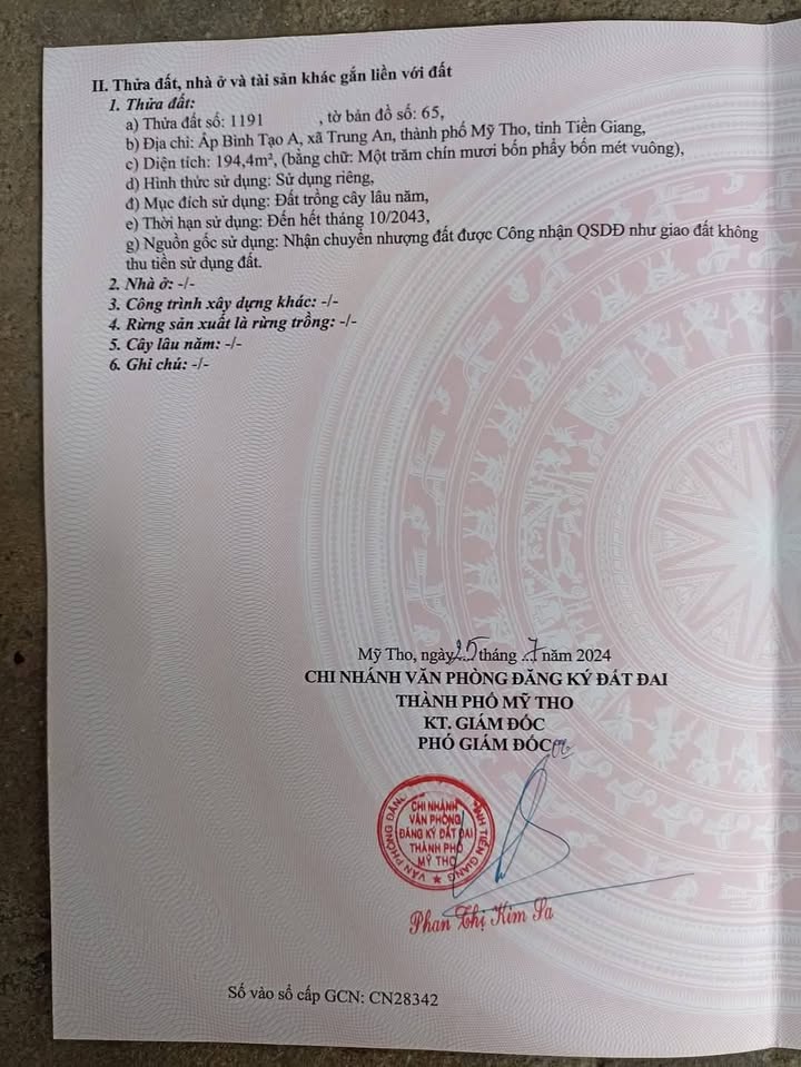 Đất nền ấp Bình Tạo A, Trung An, 195m² giá 400 triệu - Đầu tư sinh lời tuyệt vời!