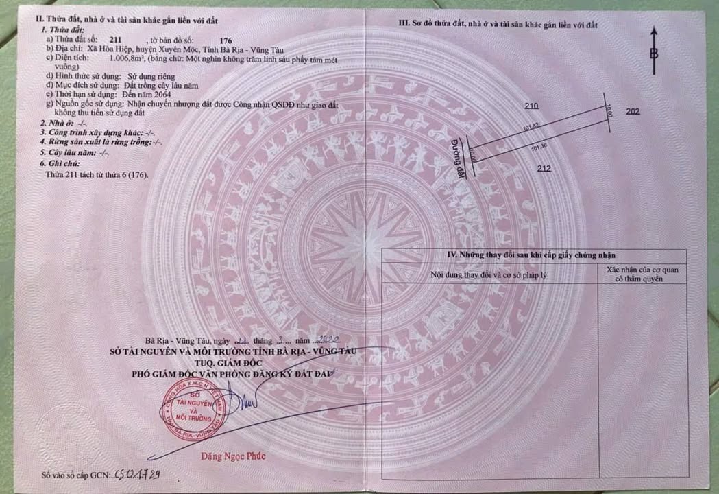 Đất Hòa Hiệp Xuyên Mộc 1007m² giá 1.05 tỷ - Cơ hội đầu tư hấp dẫn!