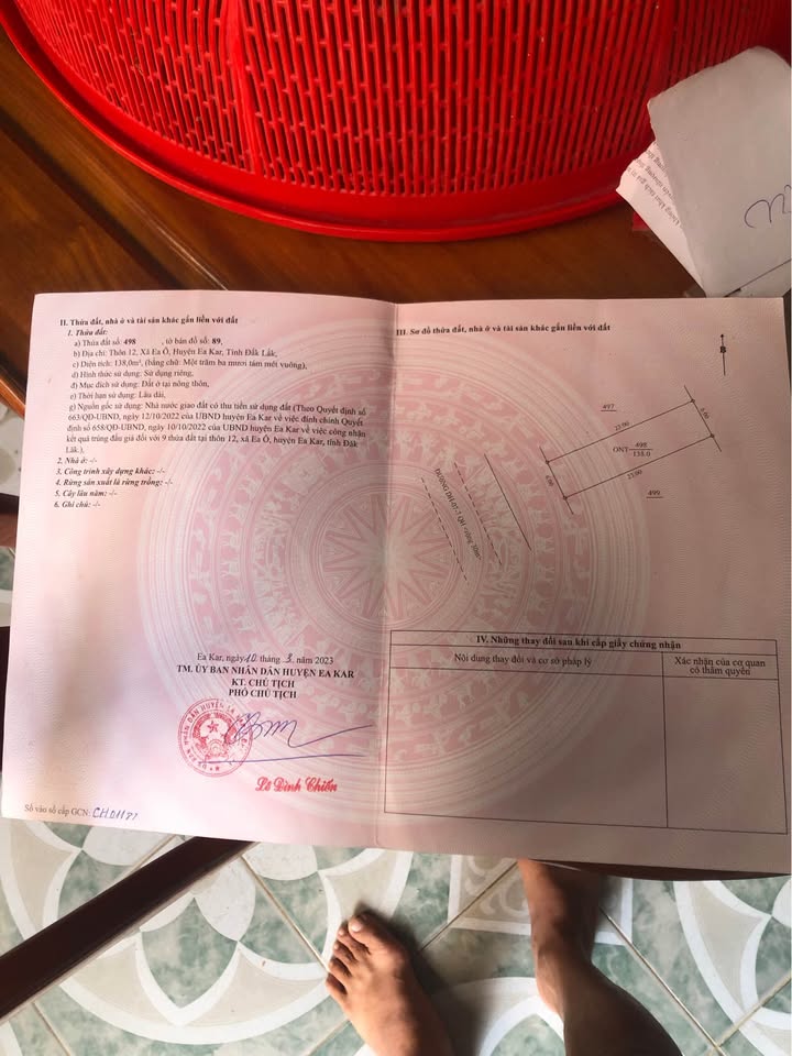 Đất thổ cư Ea Ô 138m² giá thỏa thuận - Đường bê tông 30m, gần chợ