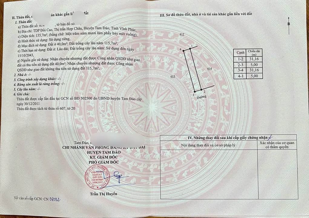 Đất nền Hợp Châu Tam Đảo 155.7m² giá 1 tỷ - Cơ hội đầu tư tuyệt vời!