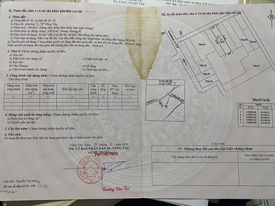 Đất hẻm 714 đường 30/4, Vũng Tàu 100m² giá 2.85 tỷ - Cần bán gấp trong 2 tuần!