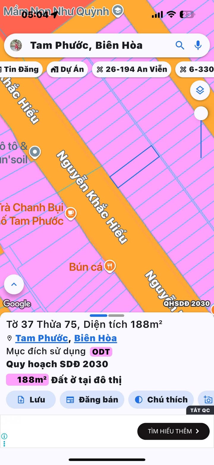 Đất nền Tam Phước Biên Hòa 182m² giá 5 tỷ - Vị trí kinh doanh sầm uất!