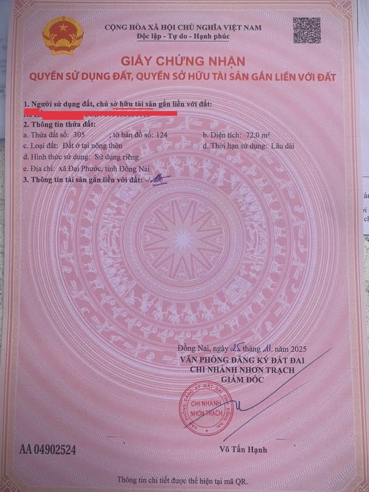 Nhà 2 phòng ngủ 72m² tại ấp Câu Kê, Nhơn Trạch - Giá 1.85 tỷ, sẵn sàng ở ngay!