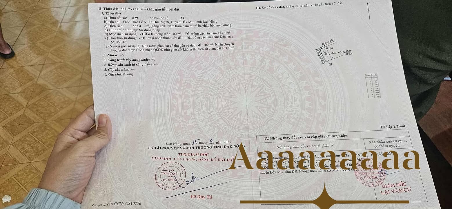 Đất nền 2 mặt tiền đường TL682, Đắk Nông 555m² giá 1.95 tỷ - Sổ đỏ chính chủ!