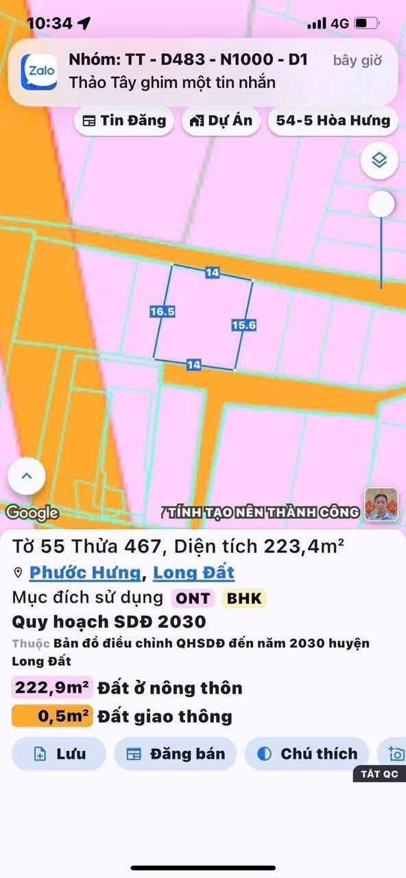 Đất nền Long Hải 115.5m² giá 1.699 tỷ - Sổ đỏ chính chủ, gần nhà thờ Phước Hưng!