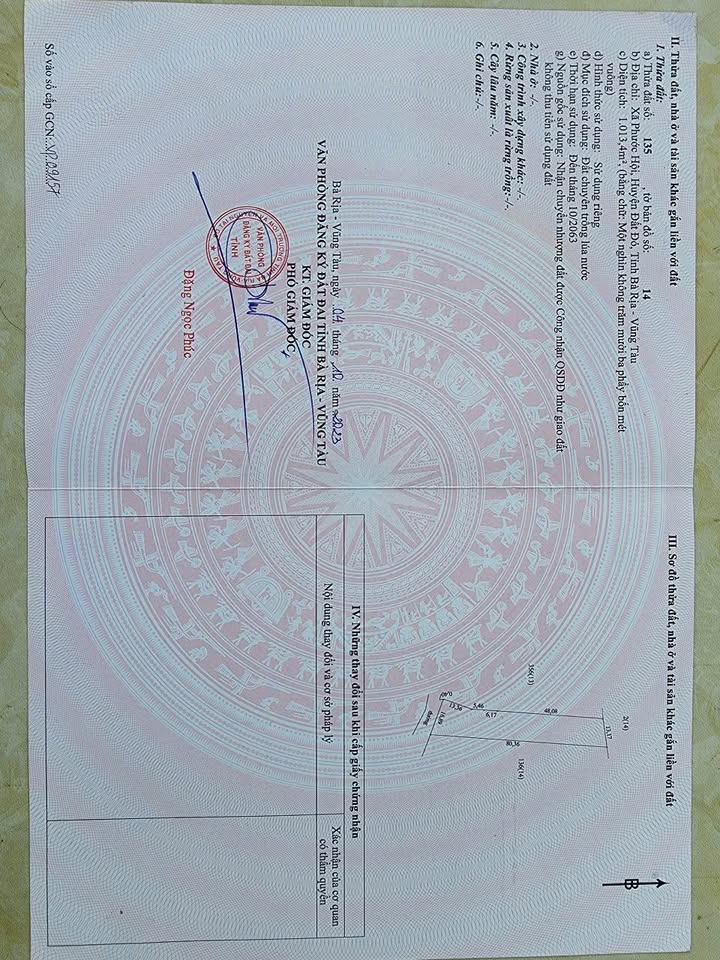 Đất nền Phước Hội Đất Đỏ 1000m² giá chỉ 500 triệu - Sổ đỏ chính chủ