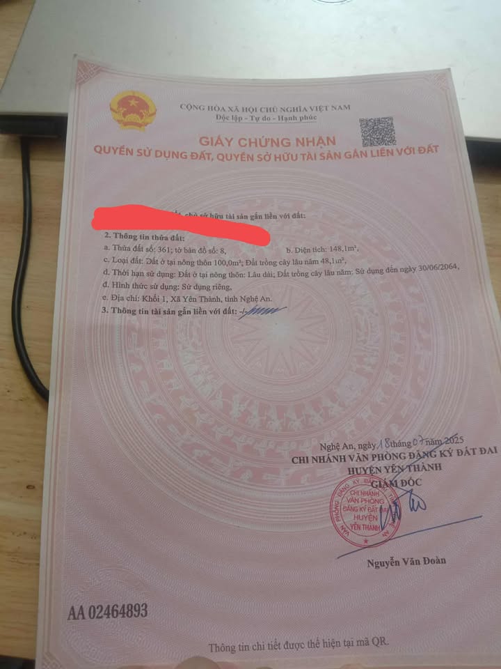 Đất nền Yên Thành 146m² giá 1.2 tỷ - Mặt tiền 6.65m, gần trường học!