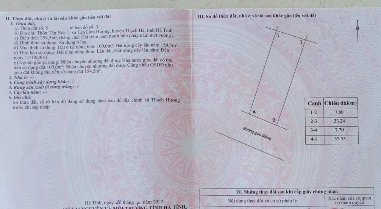 Đất thổ cư Tân Hoà 1, Tân Lâm Hương, 254,5m² giá 900 triệu - Đường rộng thông thoáng!