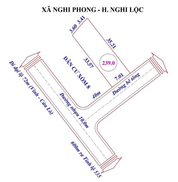 Đất nền khu phố 8, phường Nghi Phong 239m² giá 2.39 tỷ - Tiềm năng phát triển tốt!