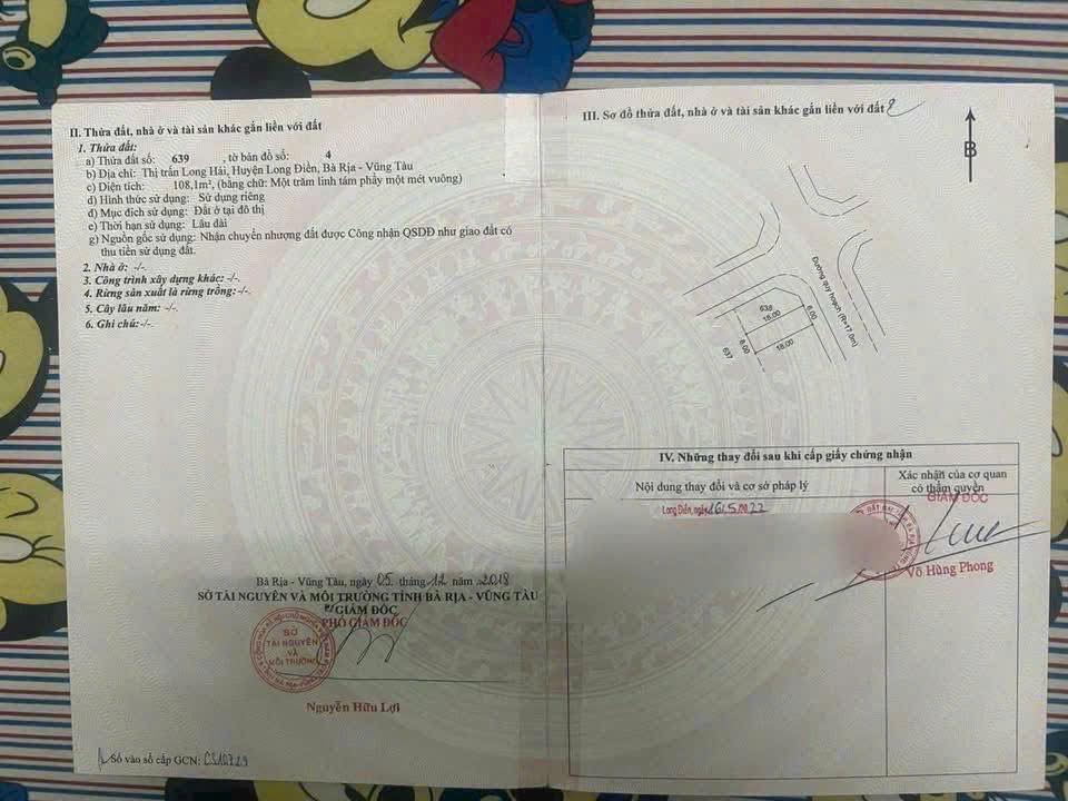 Đất nền Long Hải 108m² giá chỉ 2.55 tỷ - Đầu tư sinh lời ngay hôm nay!