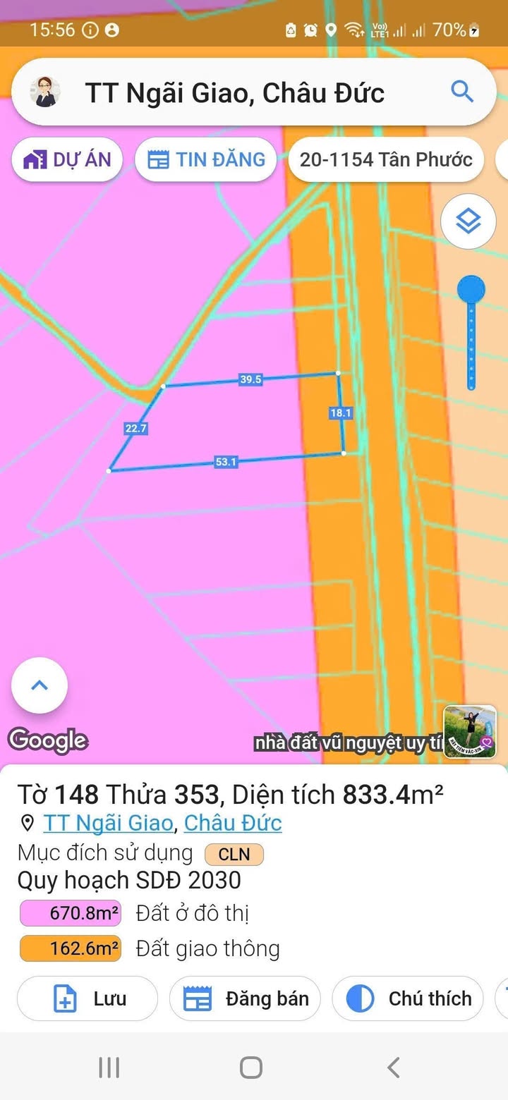 Đất nền Ngãi Giao 898m² giá 4 tỷ - Mặt tiền Quốc lộ 56B, thuận tiện kinh doanh!