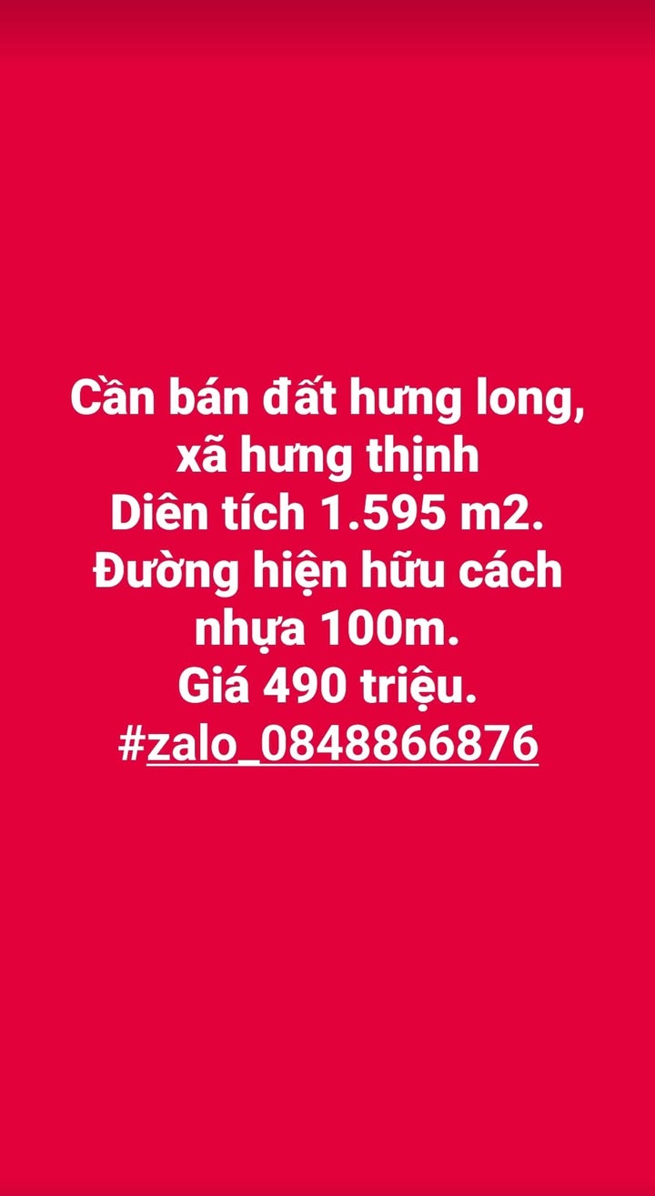 Đất Hưng Long, Trảng Bom 1595m² giá 490 triệu - Cơ hội đầu tư tuyệt vời!