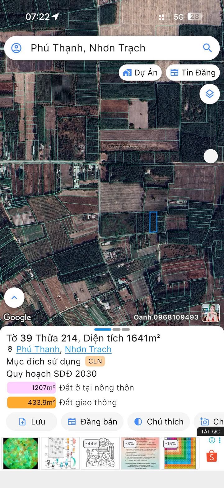 Đất nền xã Phú Thạnh, Nhơn Trạch 1641m² - Cơ hội đầu tư hấp dẫn!