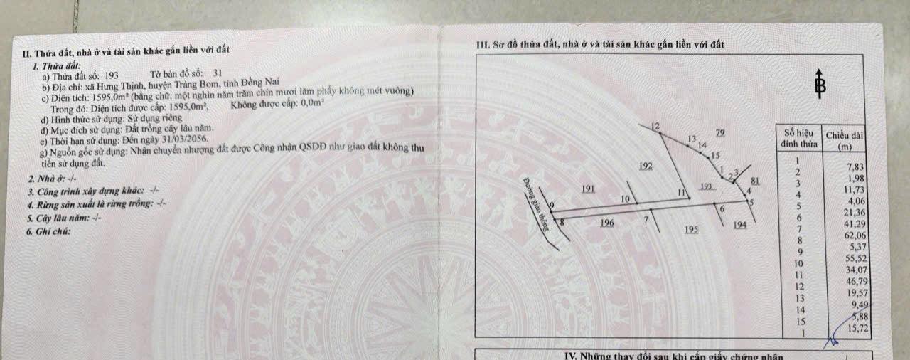 Đất nền 1000m² xã Hưng Thịnh, Trảng Bom - Giá chỉ 490 triệu!