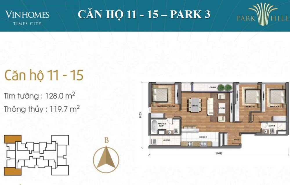 Căn hộ Park Hill Hai Bà Trưng 3 phòng ngủ - Cho thuê full đồ, giá thỏa thuận!