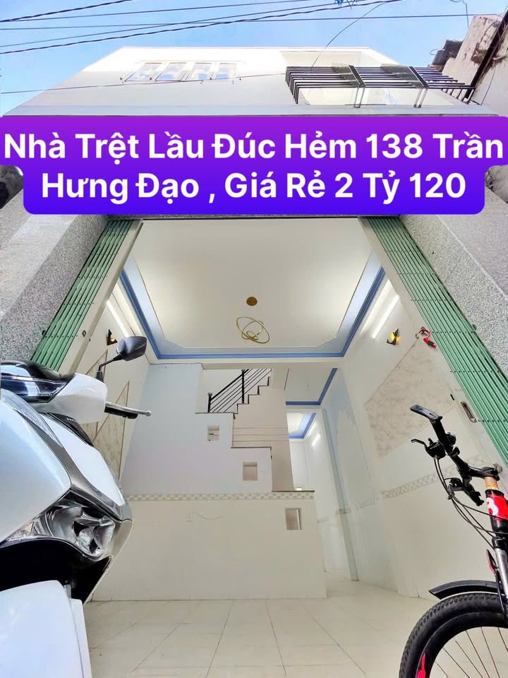 Nhà lầu đúc 2 mặt tiền hẻm 138 Trần Hưng Đạo 44.5m² giá 2.12 tỷ - Thiết kế kiên cố, sẵn sàng vào ở!