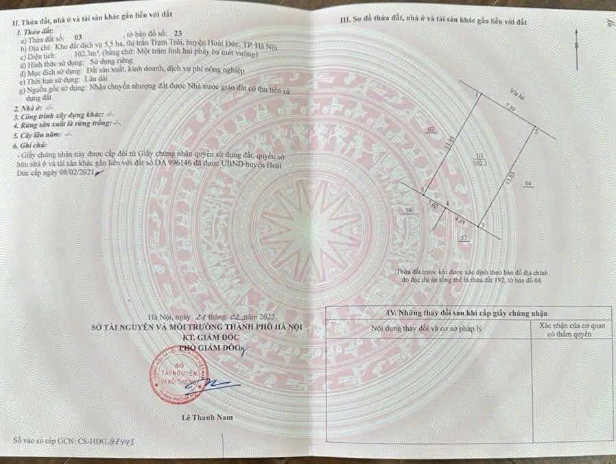 Đất dịch vụ Trạm Trôi 102.3m² giá 1.549 tỷ - Đầu tư tiềm năng siêu đẹp!