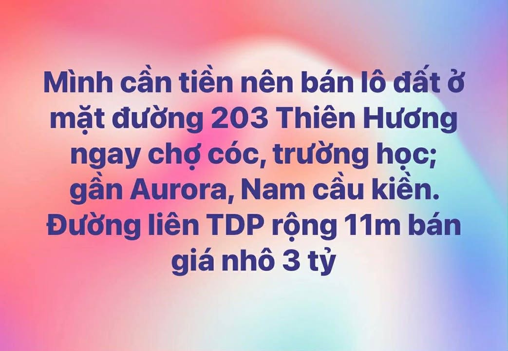Đất mặt đường 203, phường Thiên Hương, Hải Phòng 57.9m² giá 3 tỷ - Cơ hội đầu tư hấp dẫn!