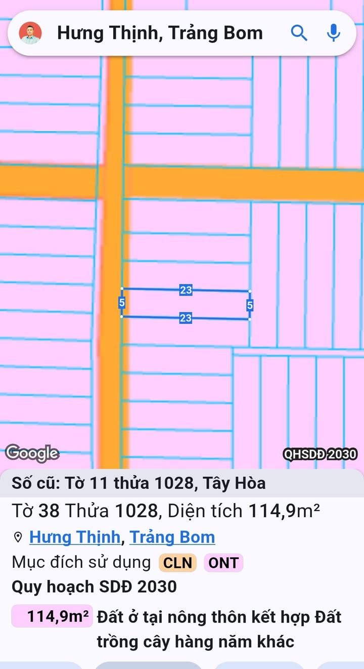 Đất thổ cư 115m² xã Tây Hòa, Trảng Bom chỉ 1.25 tỷ - Đầu tư sinh lời ngay!