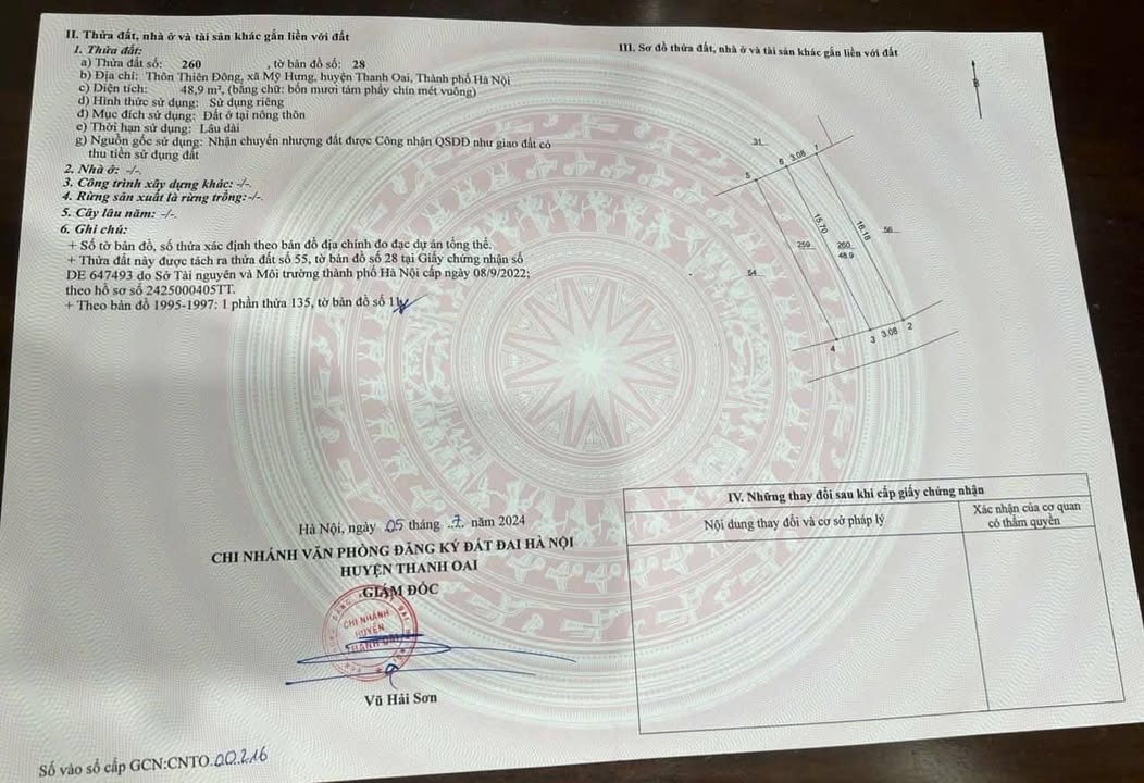 Đất nền thôn Thiên Đông, xã Tam Hưng, 48.3m² giá 3.1 tỷ - Bán gấp, chính chủ!