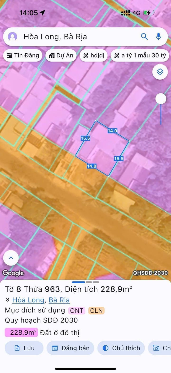 Đất mặt tiền đường Hương Lộ 3, phường Hòa Long, 228m² giá 3.6 tỷ - Cơ hội đầu tư tuyệt vời!