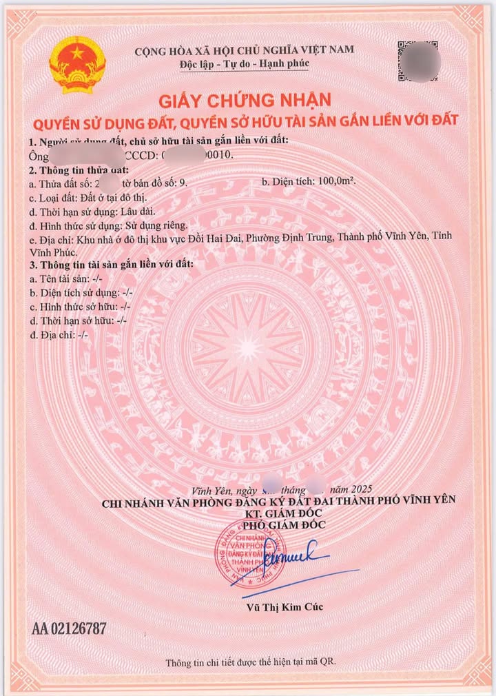 Đất nền KĐT Park Hill - Vĩnh Phúc 100m² chỉ 2.8 tỷ - Cơ hội đầu tư hấp dẫn!