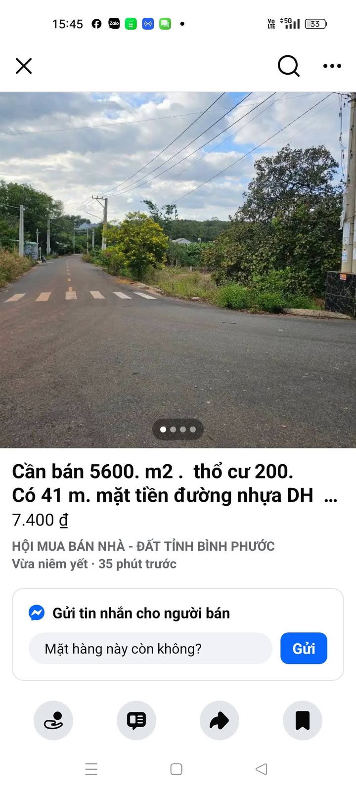 Đất thổ cư Tiến Hưng 5600m² giá 7 tỷ - Mặt tiền đường DH 507 thuận lợi!