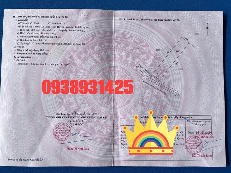 Đất nền thổ cư 200m² xã Long Hiệp, Bến Lức chỉ 970 triệu - Đầu tư sinh lời ngay!