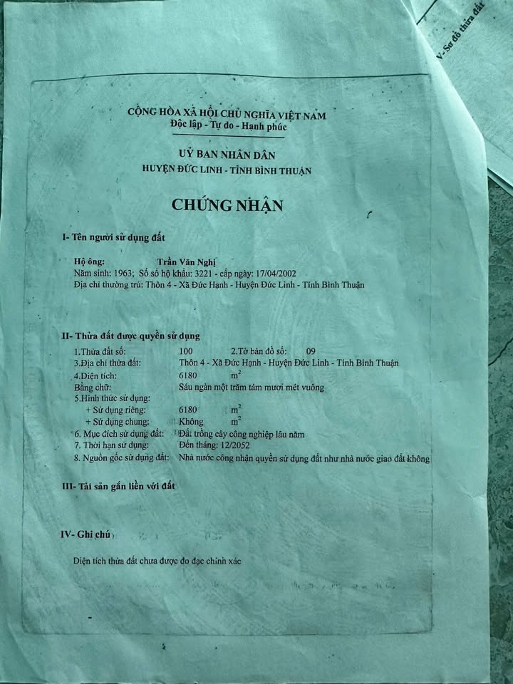 Đất nông nghiệp Thôn 4 xã Đức Hạnh 5100m² giá 1.1 tỷ - Sổ hồng chính chủ!