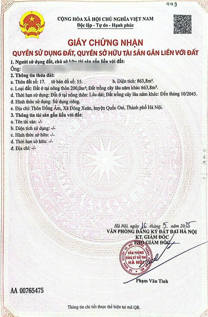 Lô đất chính chủ tại Đồng Bèn, Quốc Oai 863m² giá 16 triệu - Đầu tư sinh lời cao!