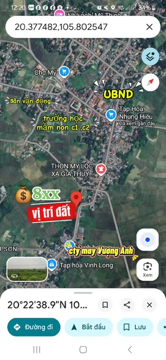 Đất thổ cư Gia Thủy Nho Quan 150m² giá 800 triệu - Mặt đường lớn, gần chợ và trường học!