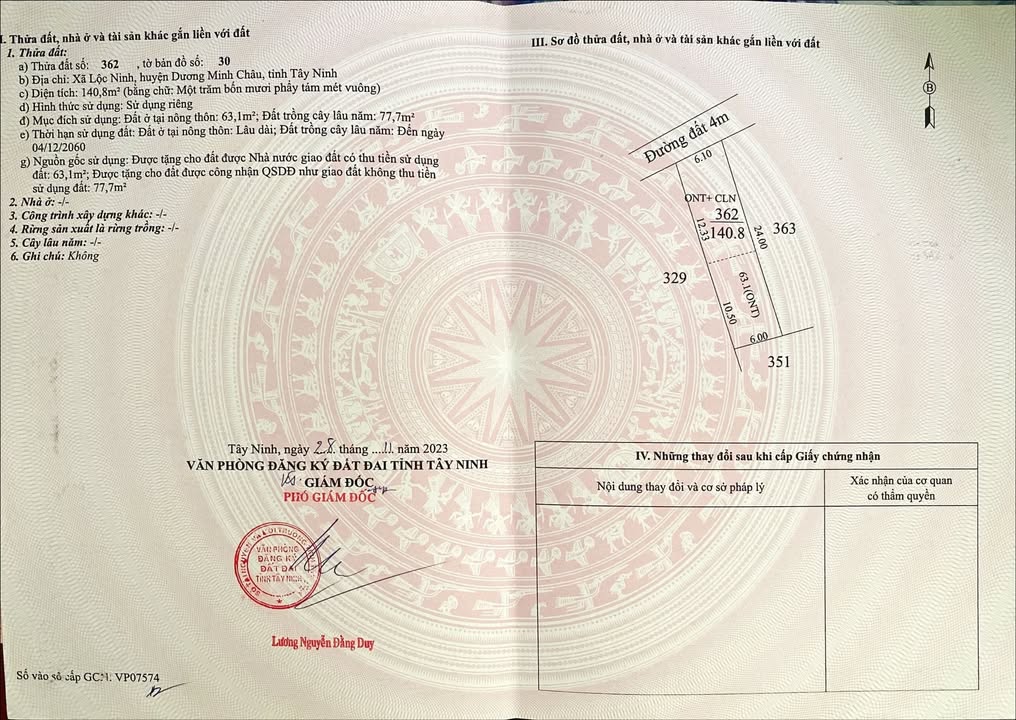 Đất thổ cư Lộc Ninh 144m² giá 200 triệu - Cần bán gấp, sổ hồng riêng!