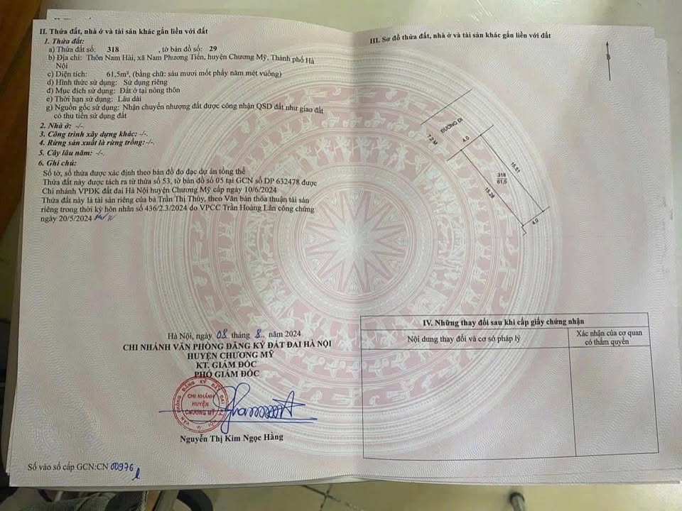 Đất nền Nam Phương Tiến, Chương Mỹ 61.5m² giá chỉ 1 tỷ - Cơ hội đầu tư tốt!