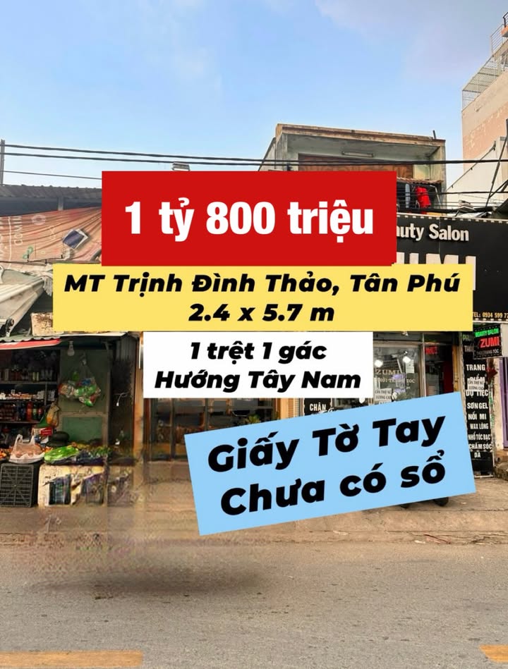 Nhà mặt tiền kinh doanh Tân Phú 13m² giá 1.8 tỷ - Cơ hội đầu tư hấp dẫn!