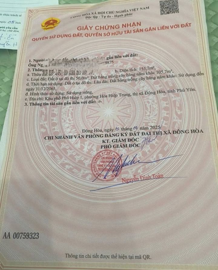 Đất thổ cư Hòa Hiệp 100m² giá chỉ 500 triệu - Cơ hội đầu tư sinh lời!