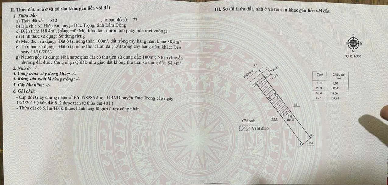 Đất nền Hiệp An Đức Trọng 190m² giá 1.5 tỷ - Cơ hội đầu tư tuyệt vời!