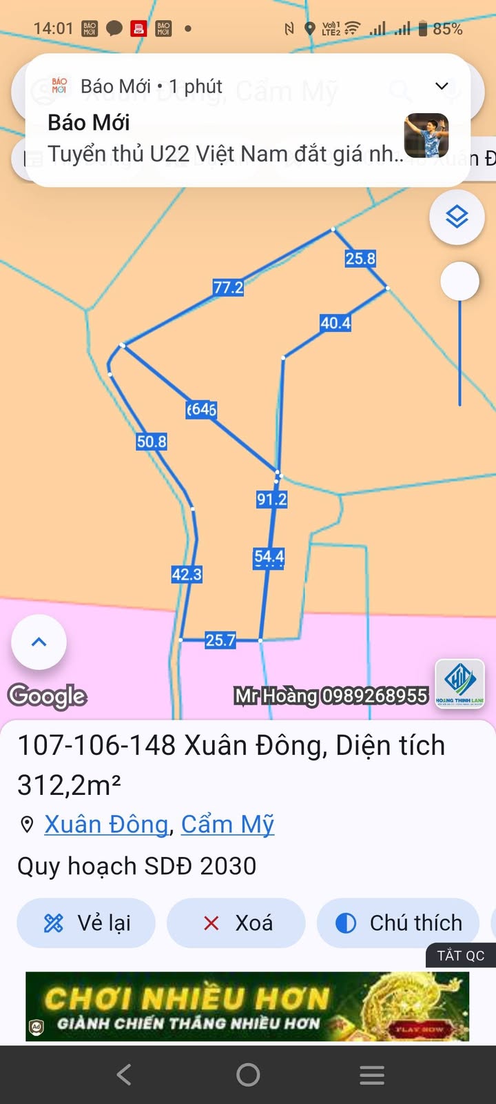 Đất nền Xuân Tây, Cẩm Mỹ 4746m² giá 7.315 tỷ - Cơ hội đầu tư hấp dẫn!