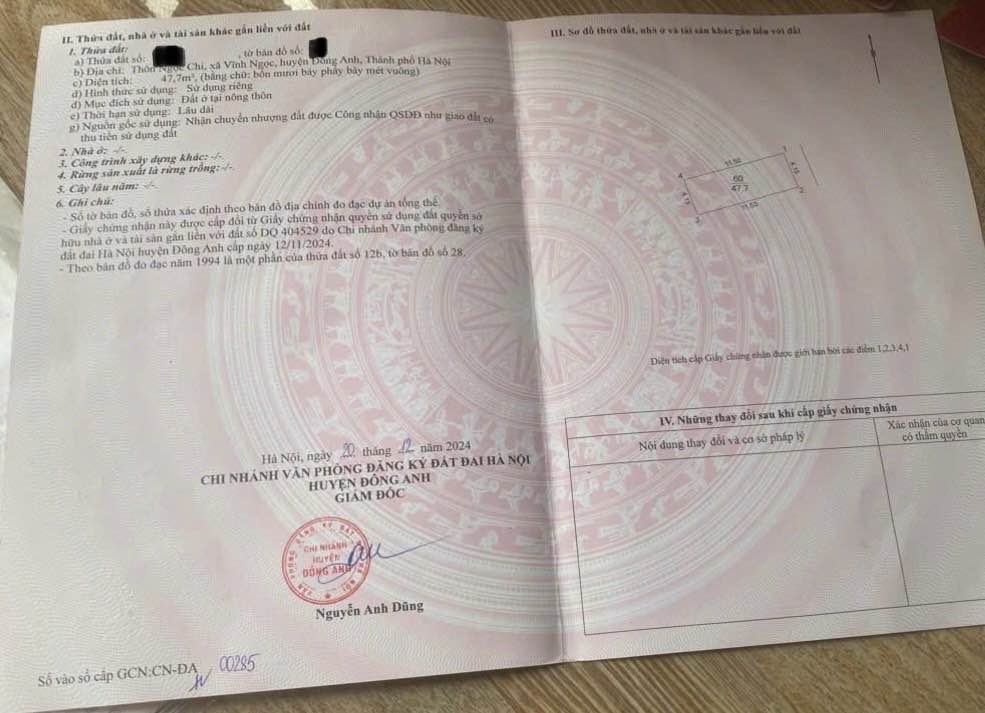 Đất nền Ngọc Chi, Vĩnh Ngọc, Đông Anh 48m² - Sổ đỏ chính chủ, giao dịch ngay!