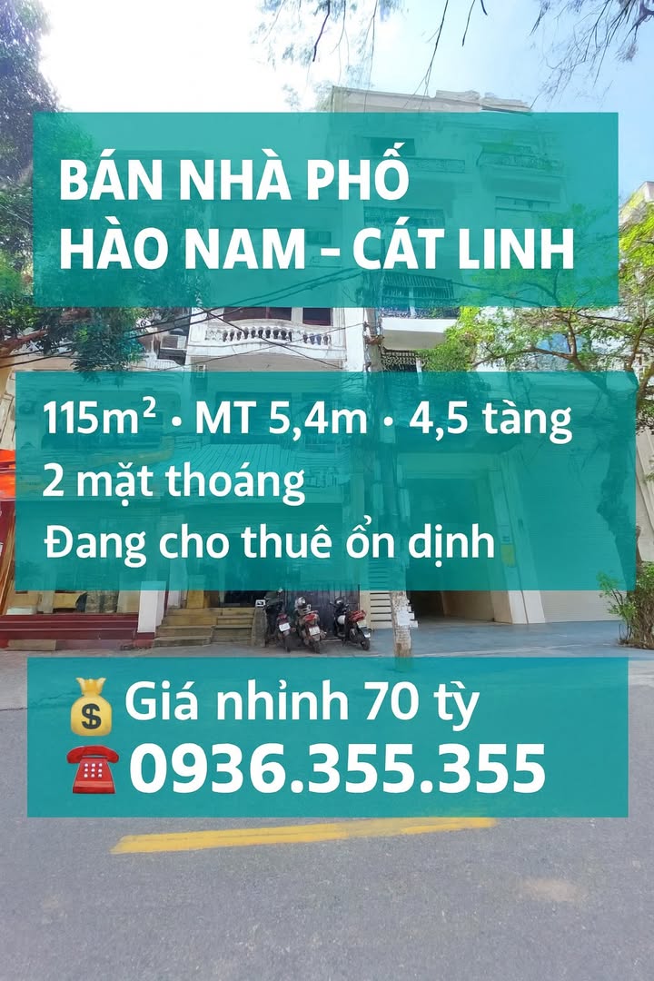 Bán nhà mặt phố Hào Nam, Đống Đa 115m² giá 70 tỷ - Kinh doanh đỉnh cao!