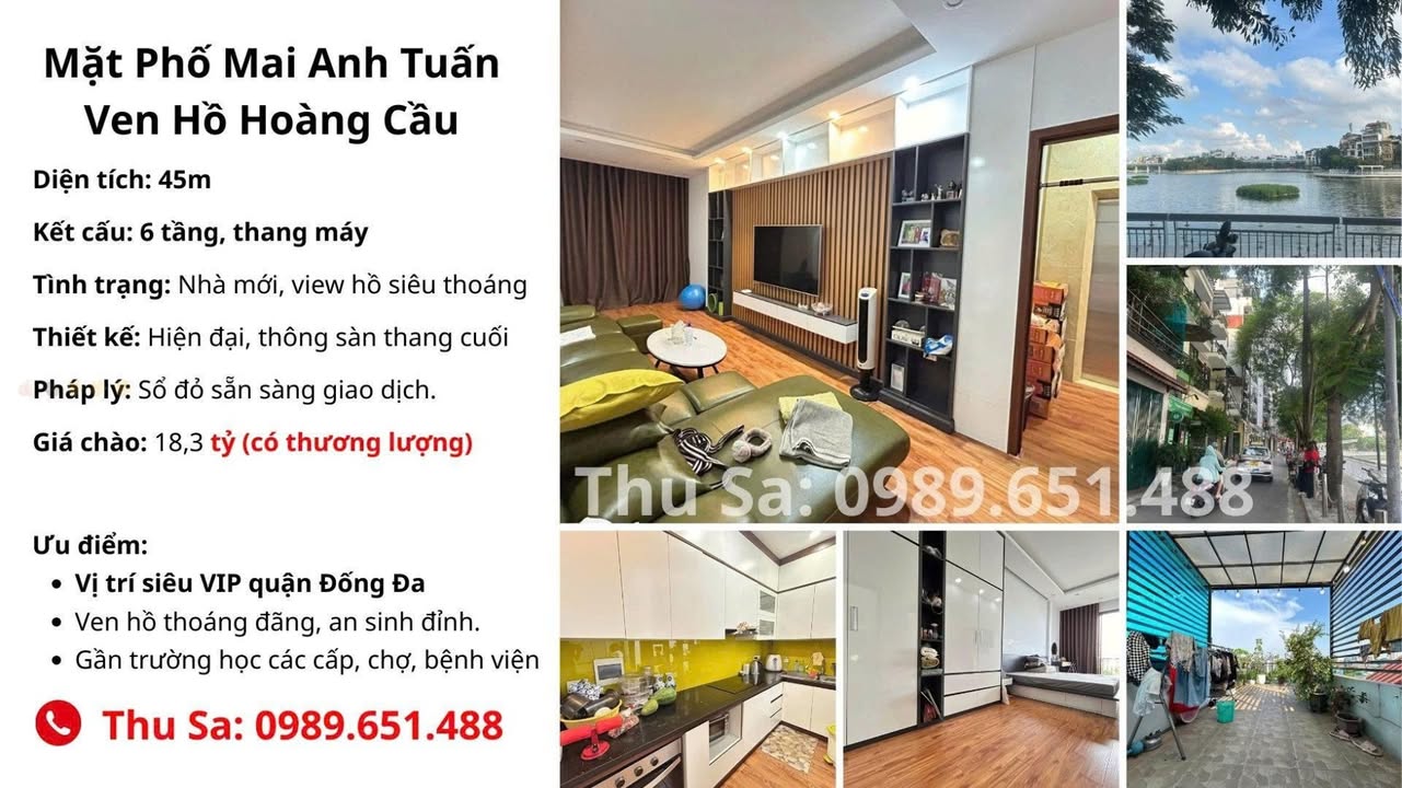 Bán gấp FrontHouse mặt phố Mai Anh Tuấn 45m² giá 18 tỷ - Gần hồ Hoàng Cầu
