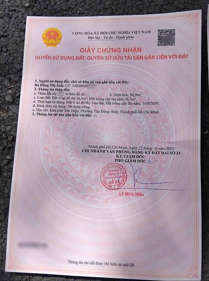 Nhà bán Tân Đông Hiệp, Dĩ An 94,9m² giá 1,6 tỷ - Đường ô tô gần kề!