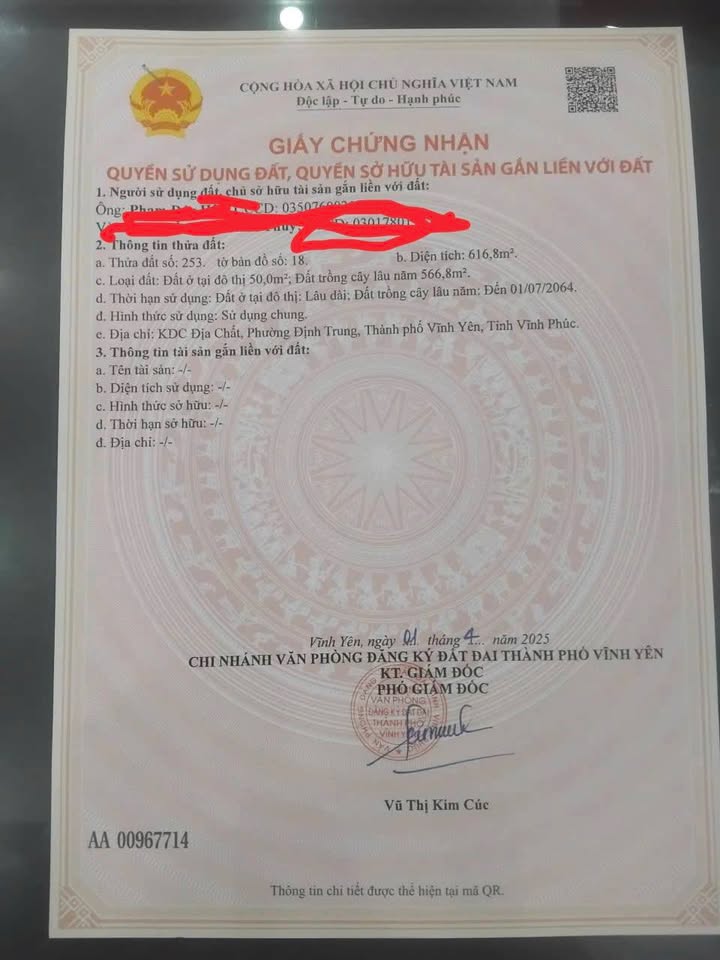 Đất thổ cư Định Trung Vĩnh Yên 1000m² - Giá thỏa thuận hấp dẫn!