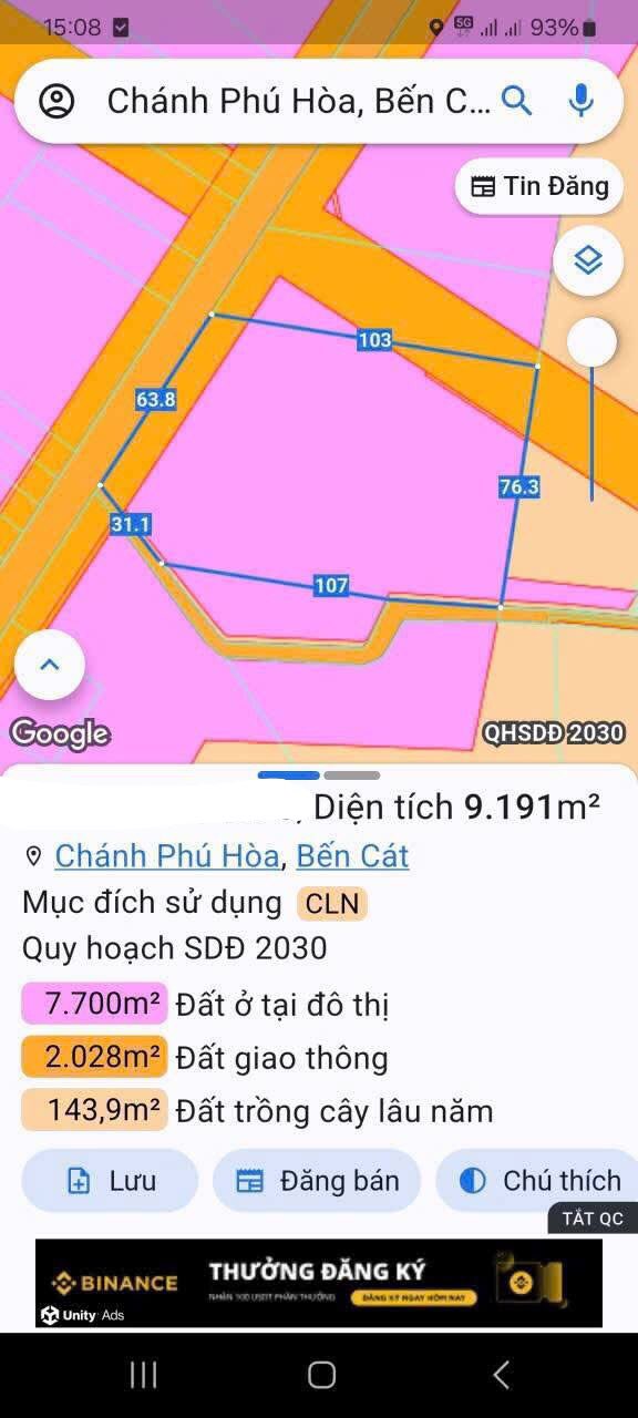 Đất nền Phường Chánh Phú Hòa, Bến Cát 10.000m² giá 31 tỷ - Cơ hội đầu tư hiếm có!
