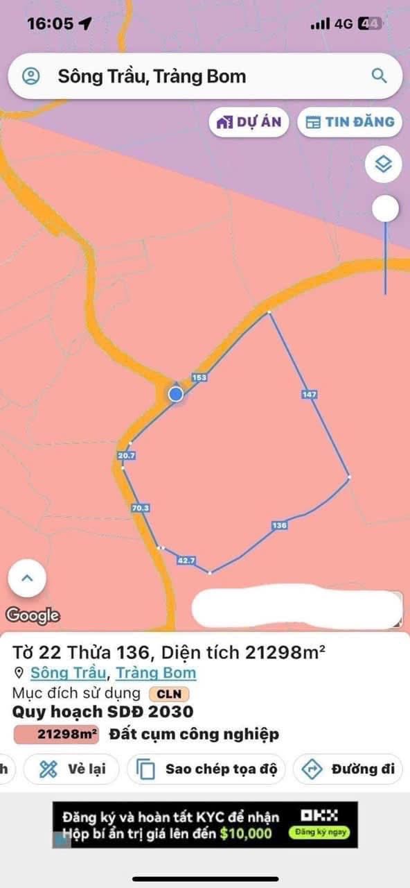 Đất nền 21298m² tại ấp 3, xã Sông Trầu, Trảng Bom - Giá thỏa thuận, phù hợp làm nhà xưởng!