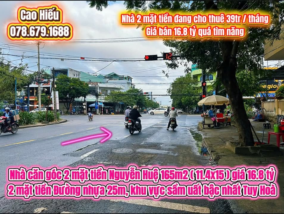 Nhà front house 2 mặt tiền Nguyễn Huệ Tuy Hoà 165m² giá 16.8 tỷ - Cơ hội đầu tư hấp dẫn!